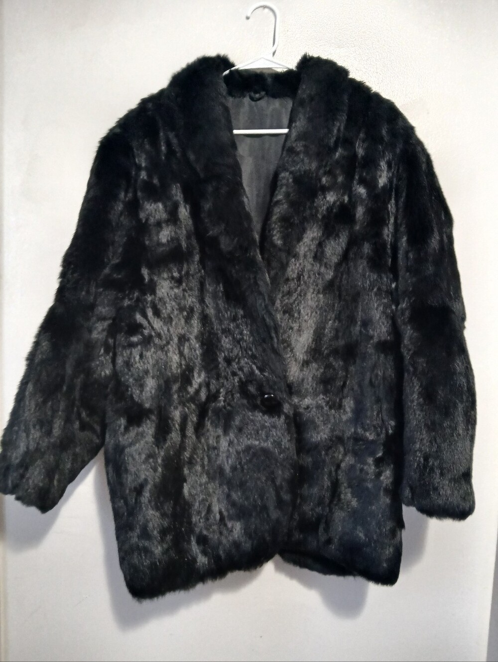 VTG Genuine Rabbit Fur Coat Korea Glam Old Money RN 45085 Ronlee XXL *READ*
